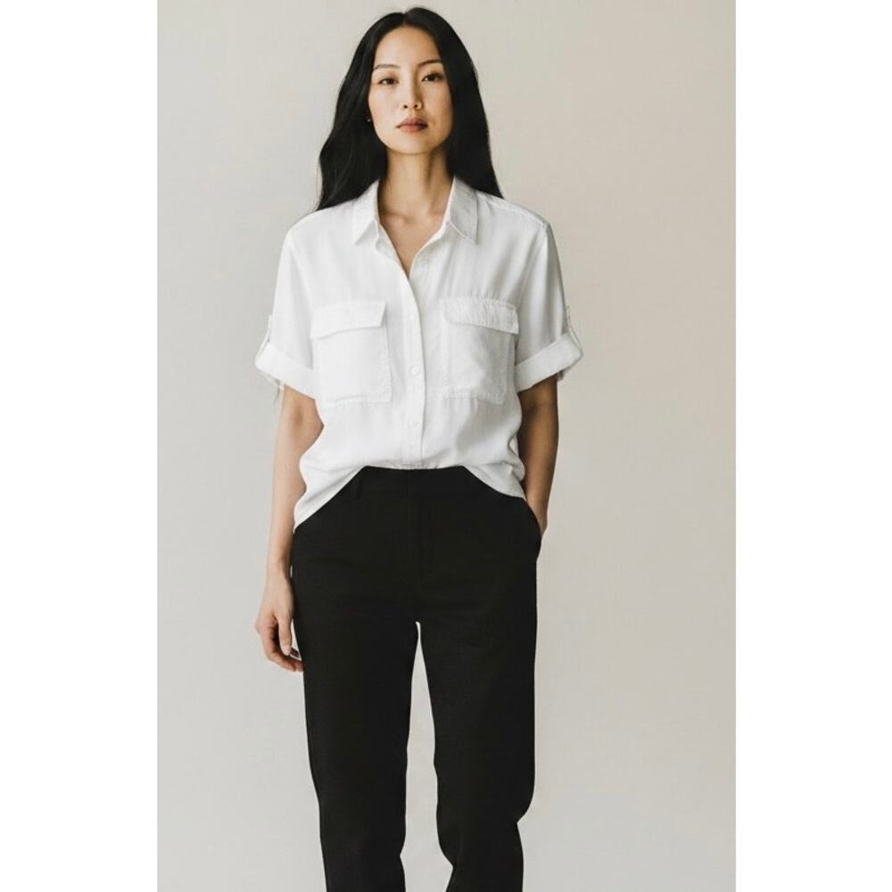 Velvet Heart White Tencel Utility Button Front Shirt Small NWT